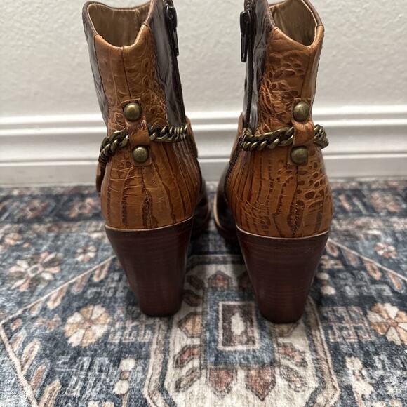 Lucchese Spirit Rachel 2 Tone Brown Leather Harness Western Cowgirl Boots 7.5 - Picture 5 of 8